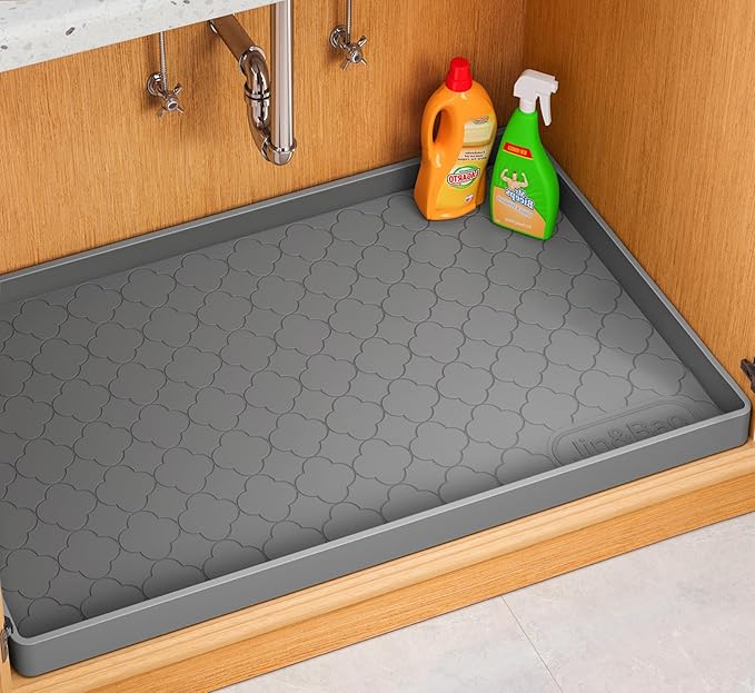 Jin&Bao Waterproof Under Sink Mat 19" x 19", Thick Silicone Mat Cabinet Protector for Kitchen and Bathroom, Shelf Liner, Home Organizer and Storage, Multipurpose Tray for Gadgets and Essentials