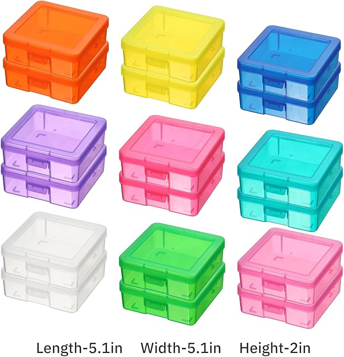novelinks Plastic Clear Storage Containers for Organizing, Craft Storage Organizers and Stackable Storage Bins with Lids for Pencil Box, Bead, Cookie Cutter, Board Game (18 Pack Small -Color)