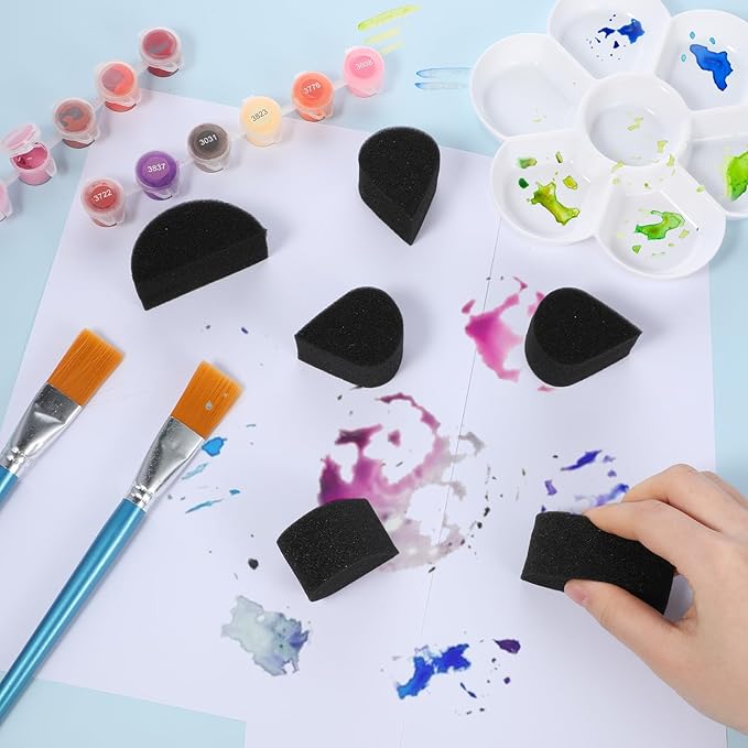 Face Painting Sponges, 24PCS Face Paint Sponges Professional Black High Density Petal Oval and Semicircular Faces Paint Brushes for Adult Art Work,Body Painting Tear Drop Halloween Christmas