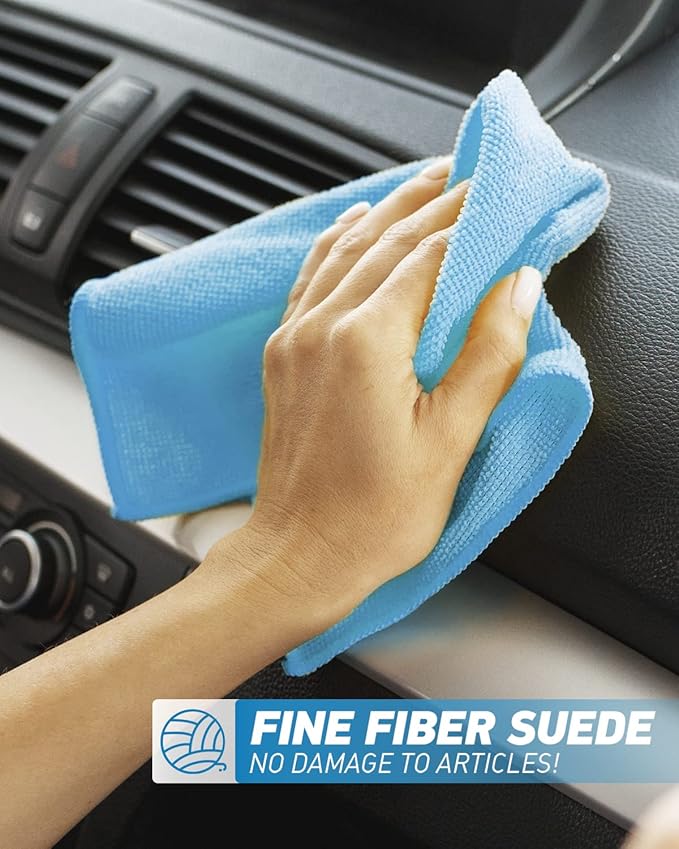 WEAWE Microfiber Cleaning Cloth-24Pcs (13x13 inch) Ultra Soft Highly Absorbent Rags for Housekeeping-Machine Wash (Blue)