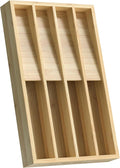 Silverware Organizer, Utensil Drawer Organizer & Cutlery Tray Dividers for Spoons Forks Knives (8 Slot,Natural Bamboo), 16”Dx10”Wx1.7”H