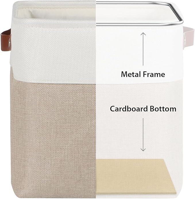 Kntiwiwo Fabric Storage Cubes 10.5”x10.5”x11” Cube Storage Bins for Closet Organizers and Storage Shelves Foldable Storage Bin with Handles, Set of 6, Beige