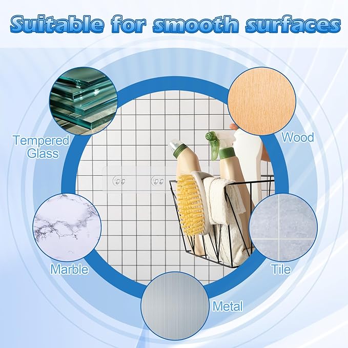Novabright 40 Pack Shower Caddy Adhesive Replacement Transparent Strong Adhesive Hooks No Drilling Waterproof Strips for Kitchen Racks Soap Holder Bathroom Storage Shelves Corner Shelf Basket, 4 Sizes