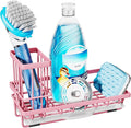Consumest Sponge Holder for Kitchen Sink - Kitchen Sink Caddy Organizer with Removable Drip Tray for Countertop Dish Soap Dispenser Brush Storage Accessories 304 Stainless Steel, Pink