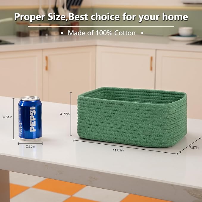 6 Pack Storage Baskets for Shelves, Small Baskets for Shelves, Cute Decorative Storage Bins, Organizer Basket for Gifts Empty, 11.8''Lx7.8''Wx4.7''H-Green