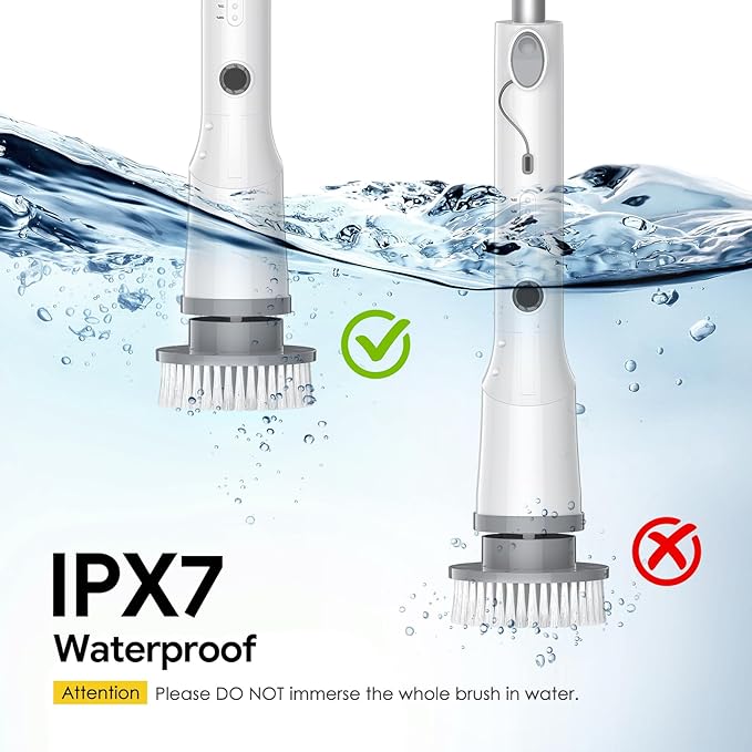 Sorpci Electric Spin Scrubber, 2025 New Cordless Cleaning Brush, Shower Cleaning Brush with 7 Replaceable Brush Heads, Power Scrubber 3 Adjustable Speeds, Detachable Long Handle & IPX7 Waterproof