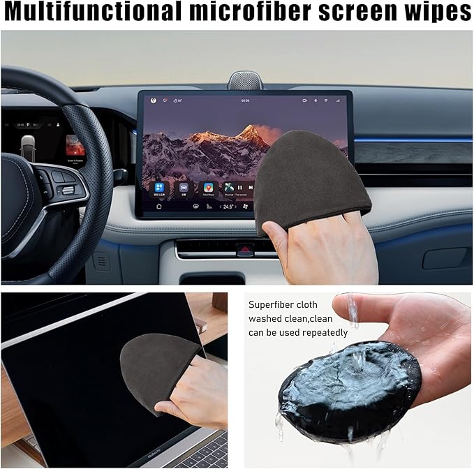 Car Screen Cleaner, 4.72×3.93" Triangle Microfiber Auto Screen Cleaning Pad, Foldable Touch Screen Cleaner Cloth for Vehicle Dashboard LCD Display, Interior Car Accessories