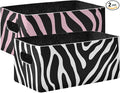 Pink Zebra Print Closet Storage Bins 2 Pcs Felt Open Home Storage Containers Organizer with Handles Collapsible Shelf Basket for Home Office Craft Room Classroom Fabric