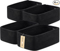 Small Storage Baskets for Organizing | Closet Organizer Bins | Shelf Toy Basket | Woven Rope Baskets | Cube Decorative Box | Shallow Basket | 13x8.5x5.1” | 4 Packs Black