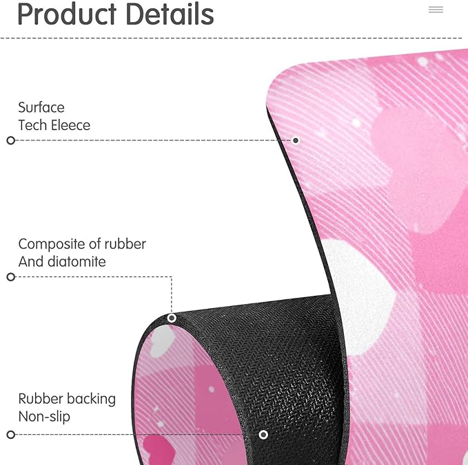 Kitchen Sink Splash Guard 1 PC 14.7 Inch Sink Faucet Mat Splash Guard for Bathroom Countertop Water Absorbent Foldable Cuttable Soft Washable Plaid Checkered Pink White Hearts Dots