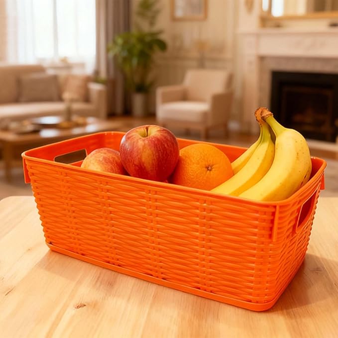 12-Pack Plastic Storage Baskets, Stackable & Nestable Organizer Bins for Toys, Clothes, Home (Multicolor - Rectangular)