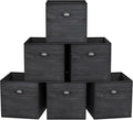 homyfort Fabric Cube Storage Organizer Bins, 12x12 Inch Black Wood Grain Printing Storage Cubes, Closet Cloth Baskets Box For Shelves, Set of 6
