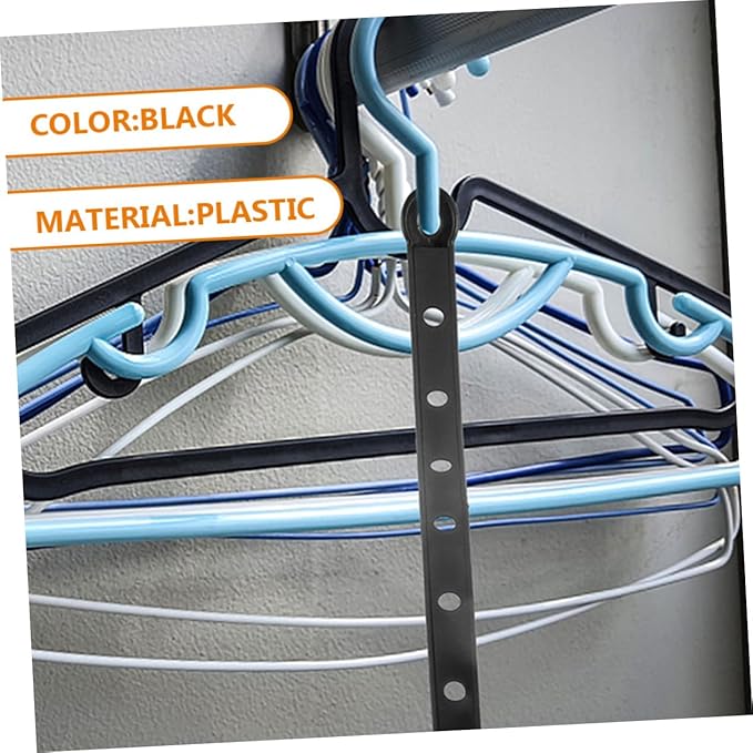 10 pcs Plastic Clothes Hanger Connecting Strips for Retail Display Multipurpose Black Hanging Strips for Clothing Space Saving Hanger Connectors for Store Use