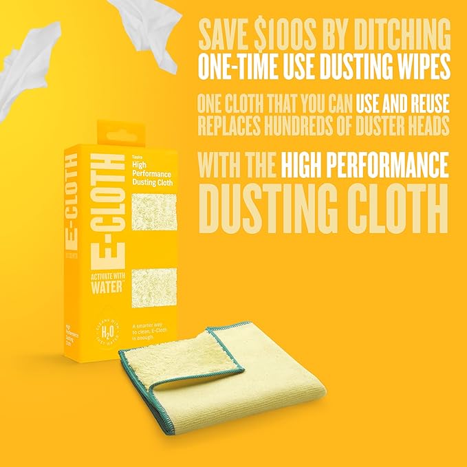 E-Cloth High Performance Dusting Cloth - Microfiber Dusters for Cleaning, Supplies for Housekeeping - Washable Cloths for Cleaning - Reusable Microfiber Cleaning Cloths - 2 Pack