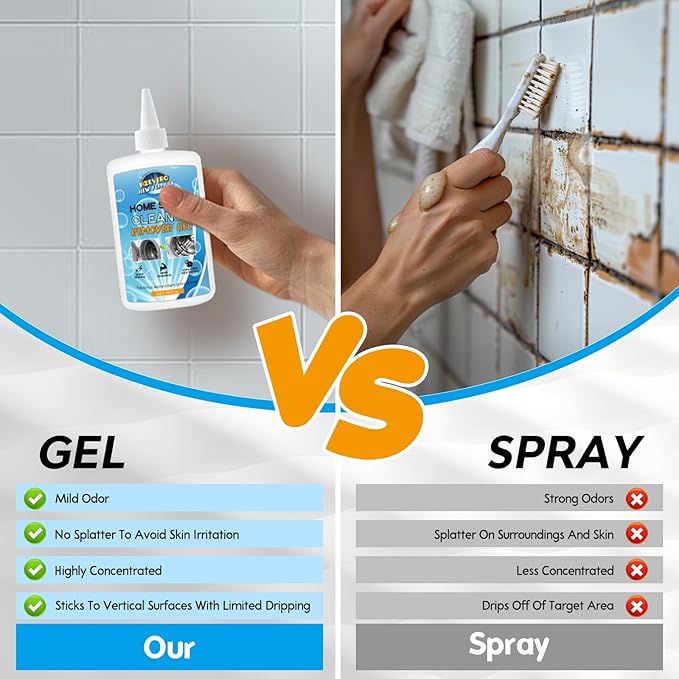 Mold Stain Remover Gel, Washing Machine Cleaner for Front Loader Washer Gasket Rubber Seal Home Stain Removal Gel for Grout, Caulk, Shower, Bathroom, Refrigerator, Bathtub Cleaning Solution 10 Fl Oz