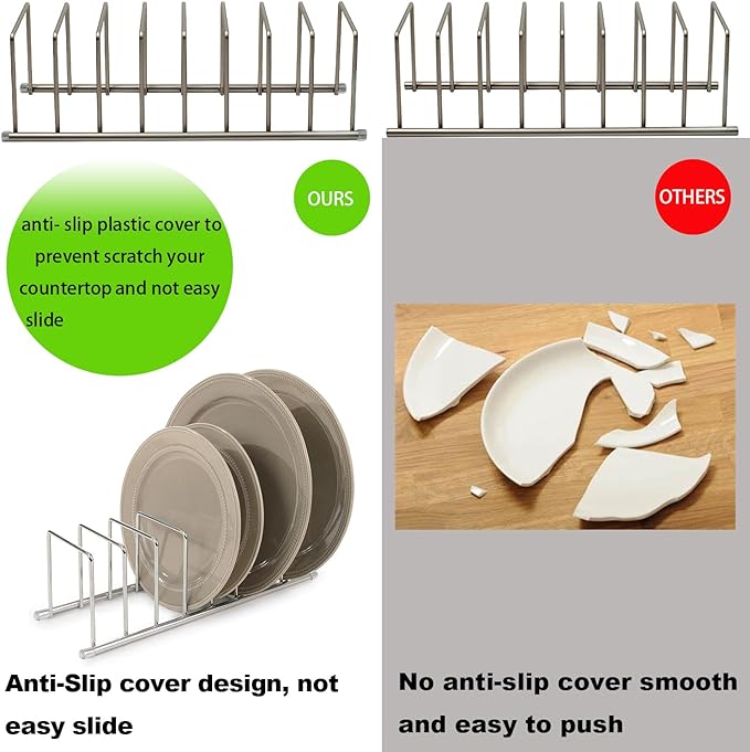 FitWell Kitchen Bakeware Organizer,Plate Racks,Rack for Plastic Lids,Cutting Boards,Cookie Sheets,Pots & Pans Holder,Compact Kitchen Storage,Cabinet Organizer