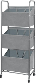 STO STO 3-Tier Vertical Rolling Laundry Hamper with Removable Bags, 120L Stackable Laundry Sorter Basket, Clothes Hamper with Wheels for Small Spaces, Closet, Bedroom, Bathroom, Laundry Room, Gray