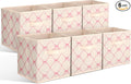 Geelin 6 Pcs Beige Bow Cube Storage Bins 11 Inch Storage Basket with Handle, Preppy Girls Organizer Basket, Collapsible Fabric Box for Classroom Bedrooms Office Home Decoration Gift