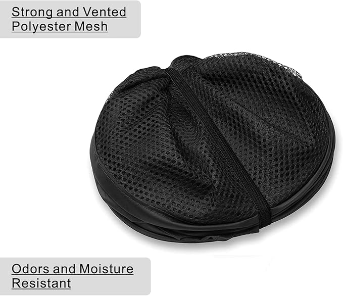 BATTOO Deluxe Strong Mesh Pop up Laundry Hamper Basket with Side Pocket Foldable Hamper for Laundry Room, Bathroom, Kids Room, College Dorm or Travel Black + Grey