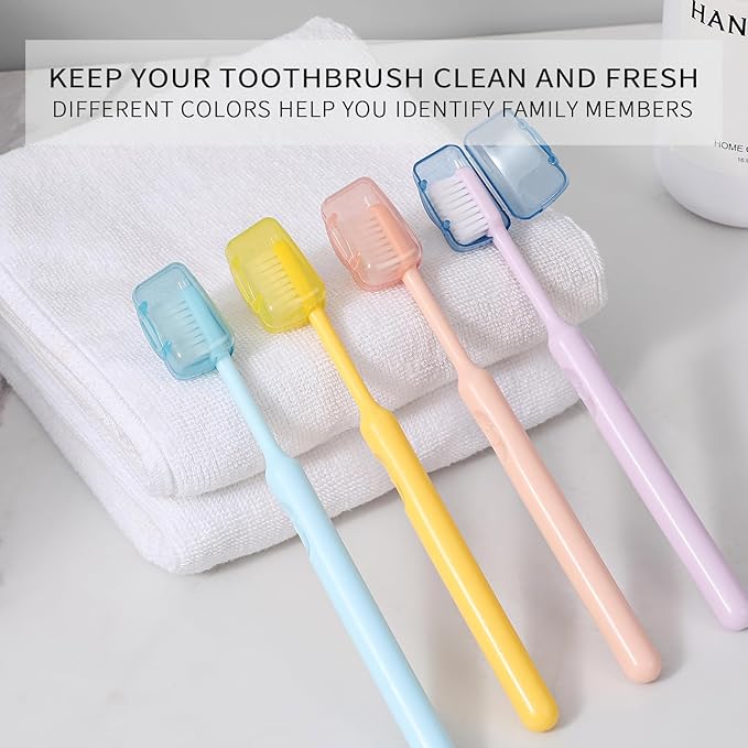 Muslish 20 Pack Toothbrush Covers, Portable Toothbrush Head Cover Caps, Toothbrush Case Protector for Home and Travel, Fits Most Manual and Electric Toothbrushes (Yellow)