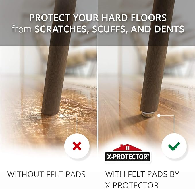 Screw-On Felt Pads X-Protector – 24 Felt Chair Pads for Hardwood Floors 0.8" – Premium Chair Glides – Beige Floor Protectors for Furniture Legs – The Best Furniture Sliders for Hardwood Floors