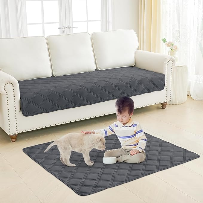 Smiry Waterproof Dog Bed Cover Blanket 40x50, Soft Reversible Pet Blanket, Washable Leakproof Cats Dogs Couch Cover for Sofa, Couch, Furniture, Lattice, Dark Grey/Dark Grey