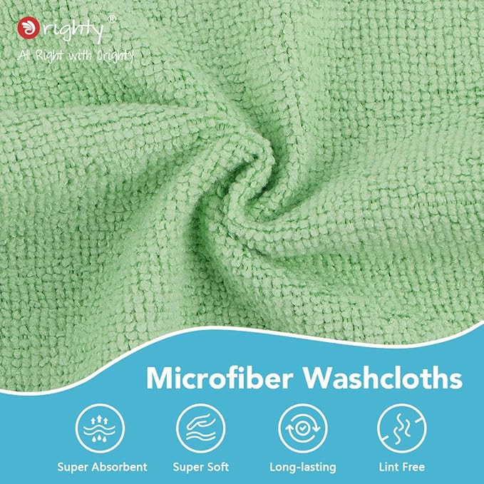 Orighty Washcloths Towels Set 10 Pack, Highly Absorbent and Soft Feel Microfiber Face Cloths, Multi-Purpose Wash Cloths & Hand Towels for Bathroom, Hotel, Spa, and Gym, 11.5x11.5 Inch, Multicolor