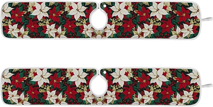 2 Pack Faucet Splash Catcher White Red Poinsettia Red Polka Dots Sink Mat for Faucet Absorbent Kitchen Splash Guard Drip Catcher for Farmhouse Barthroom Bar, L