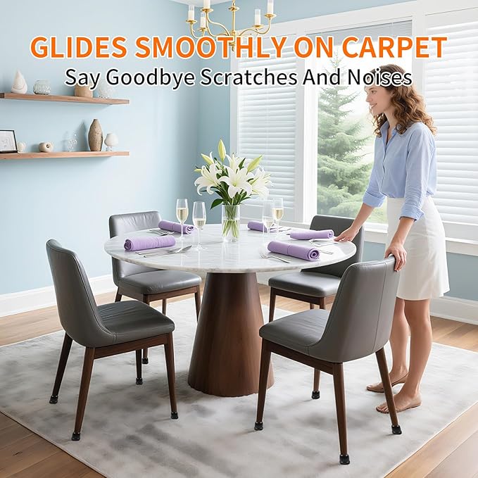 Ezprotekt Chair Sliders for Carpet, 24 Pcs Round Chair Glides for Carpet, Carpet Furniture Sliders Pads, Stool Leg Protectors Caps, Carpet Furniture Glides Quickly Black (S Fit: 0.55" - 0.75")