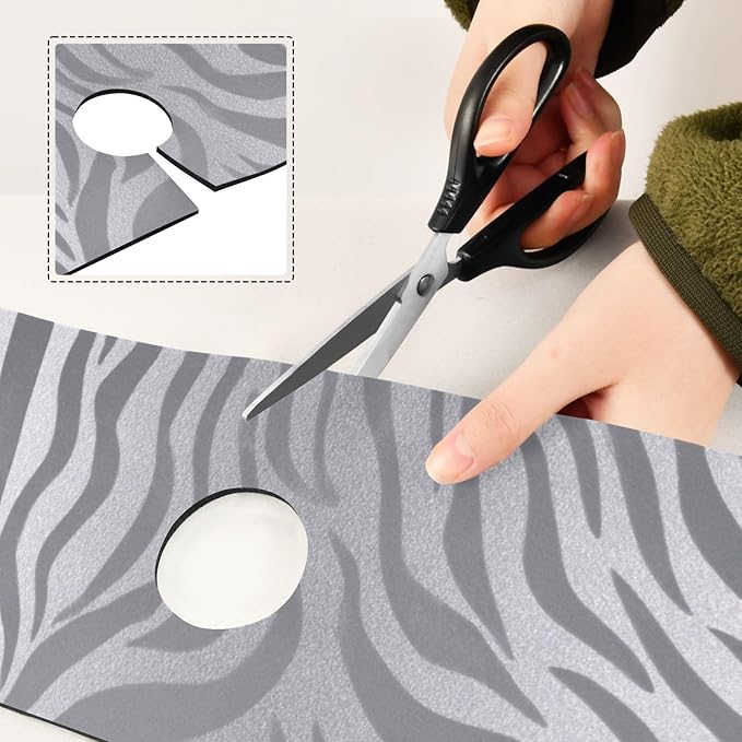 Kitchen Sink Splash Guard 1 PC 30 Inch Sink Faucet Mat Splash Guard for Bathroom Countertop Water Absorbent Foldable Cuttable Soft Washable Light Silvery Zebra Print