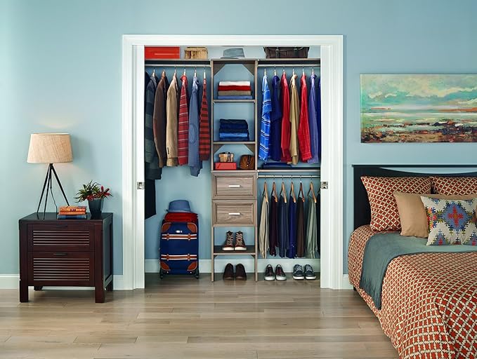 ClosetMaid SuiteSymphony Closet Organizer with Shelves and 2 Drawers, 16-Inch-Natural Gray