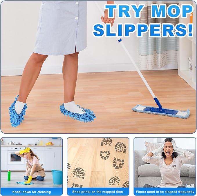 Mop Slippers Shoes 10 Pairs (20 Pieces) - Microfiber Cleaning House Mop Slippers, Floor Cleaning Tools Shoe Cover, Soft Machine Washable Reusable Microfiber Foot Socks for House Kitchen Office
