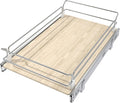 Pull Out Cabinet Organizer 15" W X 22" D, Slide Out Drawers For Kitchen Organizers and Storage, Pull Out Drawers For Cabinets Capacity Heavy Duty Caddy, Cabinet Shelves Wood Chrome, Pantry Storage