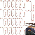 Rose Gold 50-Piece Metal Hanger Connector Hooks, 8.7 mm/0.34 Inch Hole Diameter, Space-Saving, Durable, Gentle on Clothes & Skin