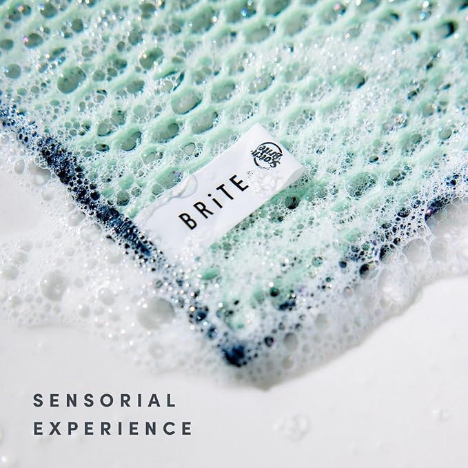 Brite by Scotch-Brite Limited Edition 4-Piece Scrub and Wipe Collection with 1 Rich-Foaming Dish Scrubber, 1 Quick-Dry Mesh Scrubber, and 2 Reusable Sponge Cloths