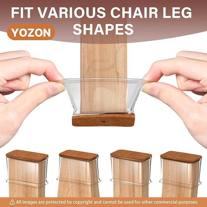Chair Leg Floor Protectors Rectangle Chair Leg Protectors for Hardwood Floors Silicone Caps Felt Furniture Pads Covers Anti-Scratch Reduce Noise 32 Pack Clear Fit:L 1.5" -2",W 0.75" -1"