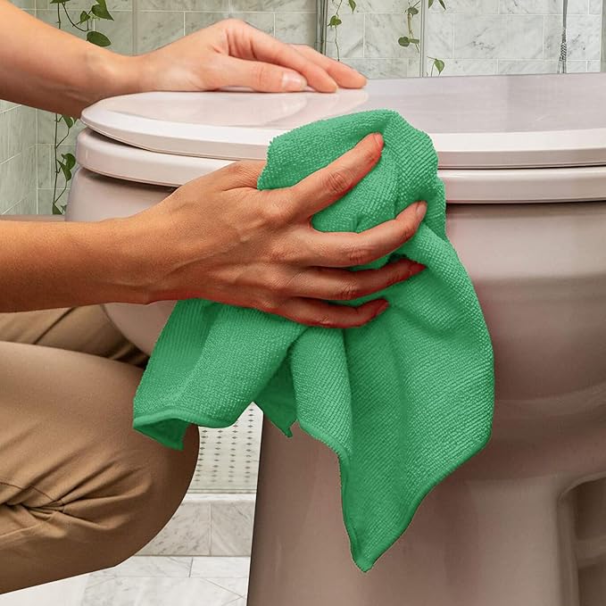 Avalon Towels Microfiber Cleaning Cloths (Value Pack of 36) - Size 16 x 16 Inches, Highly Absorbent Cleaning Rags, Lint Free, Reusable and Washable, Microfiber Towels for Cars (Green)
