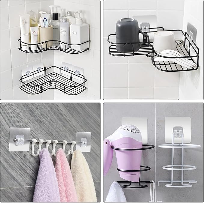 12PCS Shower Caddy Adhesive Replacement,Shower Shelves Adhesive Strip Pad Shower Organizer Sticker Replacement Bathroom Heavy Duty Strong Sticky Wall Adhesive No Drilling Strong Transparent Adhesive