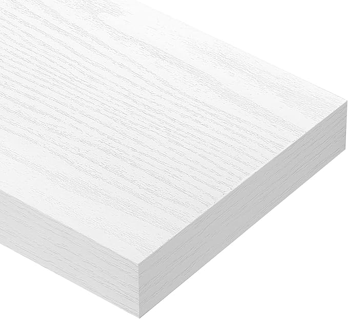 QEEIG Floating Shelves for Wall 35.4" Long - Wall Mounted Shelf Bathroom Kitchen Living Room Bedroom Farmhouse Home Decor Display Bookshelf Large 35.4 x 9.3 inch Set of 2, White (008-90W)