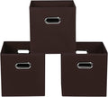 Fabric storage bins Cubes, Fabric Cube Organizer with Handle, Foldable Cube Bins for Cloth or Accessary Storage, 11x11x11, Set of 3, (Coffee)