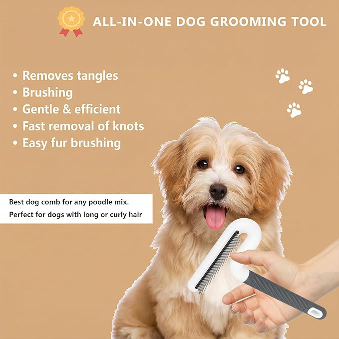 Pet Flea Comb for Dogs & Cats - Steel Teeth Detangler for Tangles, Mats, and Loose Fur - Gentle Grooming Tool for Long & Short Hair Pets (Lime Green)