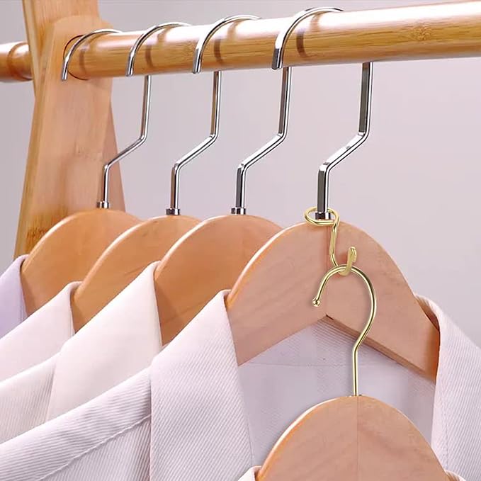 Sumnacon Gold Metal Hanger Extender Hooks - 30 Pcs Mini Cascading Hooks for Velvet & Wooden Hangers, Hat Bag