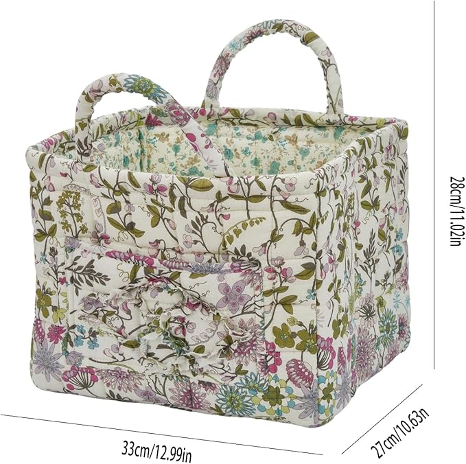 Boho Fabric Storage Basket, Large Capacity Laundry Basket, 12.2'' x 10.23'' x 10.23'' Collapsible Laundry Hamper with Easy Carry Handles (C Multi-Color 1, L)