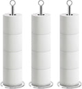 NearMoon Bath Toilet Paper Holder Stand, Freestanding Tissue Paper Storage with Reserve, Space Toilet 4 Rolls Holder for Bathroom/Kitchen Countertop-All Metal (3 Pack, Chrome Finish)