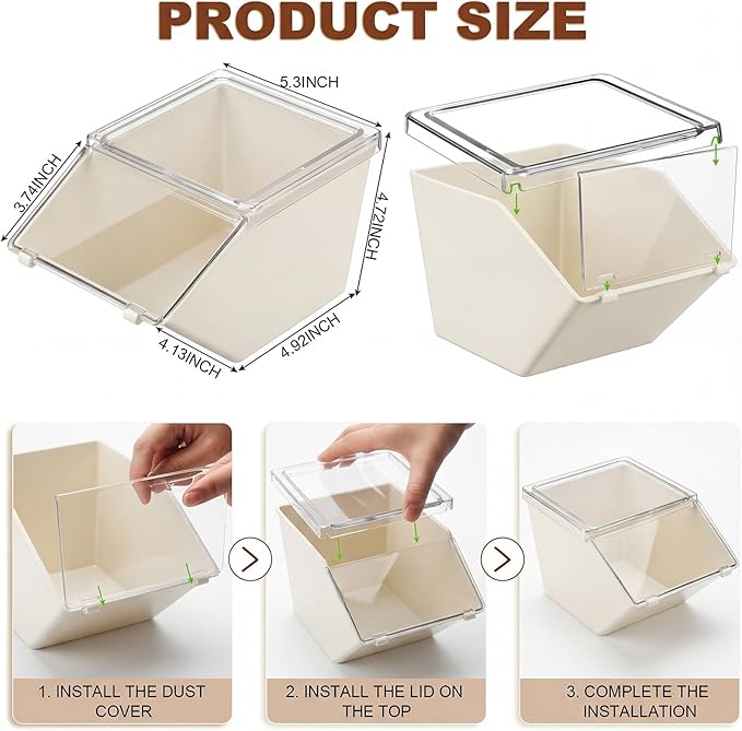 Yerliker 6 Pcs Clear Plastic Storage Bins with Lids Large Stackable Pantry Storage Organizer Bins Kitchen Organization Cabinet Organizers Ideal Containers for Fridge, Kitchen, Cabinets (White)