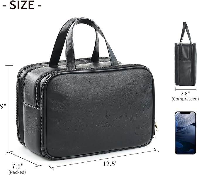 Large Travel Makeup Bag for Women with Luggage Sleeve and Reinforced Dual Handles, Featuring 10 Independent Elastic Brush Slots and 25 Pockets, Large Capacity Waterproof Cosmetic & Toiletry Organizer