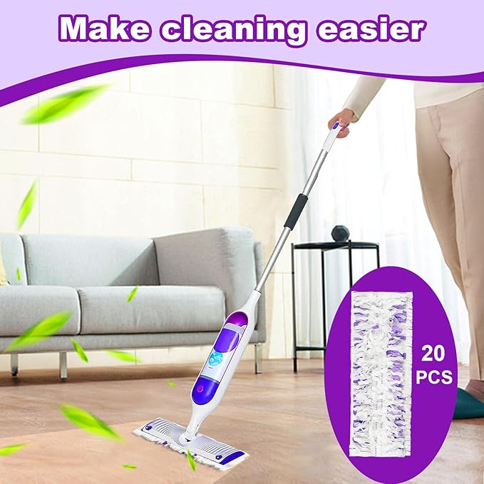 20 Count Disposable Power mop Pads Compatible with Swiffer Power mop Refills and PowerMop Wood Mop, Multi-Surface swiffer Wet Pads Refills Replacement Use for Floor Cleaning
