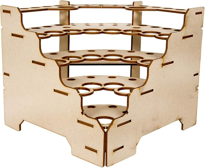 The Broken Token Modular Paint Rack w/ 26mm Holes - 90° Wedge - Multiple Organizer for Paint Bottles, Pots, and Brushes in Tiered Layout - Customize Your Pieces with Easy Organization & Access