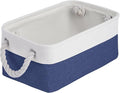 Storage Baskets for Shelves 11.8x7.9x5.2 Inch, Foldable Fabric Storage Bins with Handles, Small Storage Baskets for Organizing Closet, Office, Home Organization (1-Pack, White&Blue)