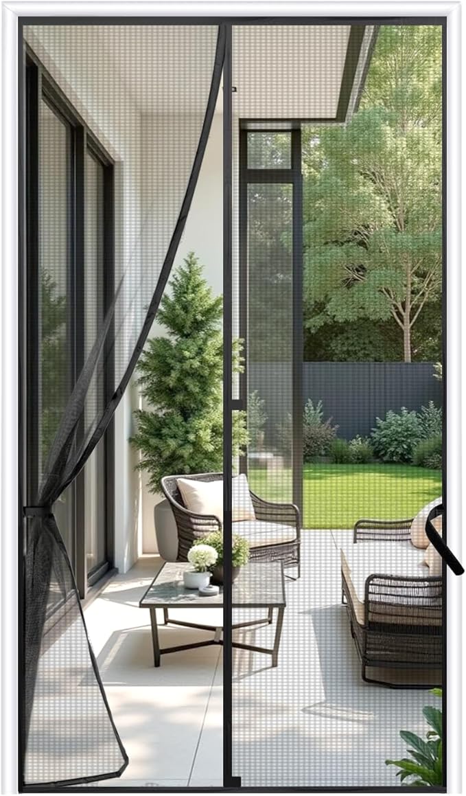 Sunolga 40 x 83 Inch Magnetic Screen Door, Fits Doors Size 38 x 82 Inch, Reinforced Fiberglass Screen Door Mesh with Full Frame Hook & Loop, Door Screen Magnetic Closure for Hands-Free